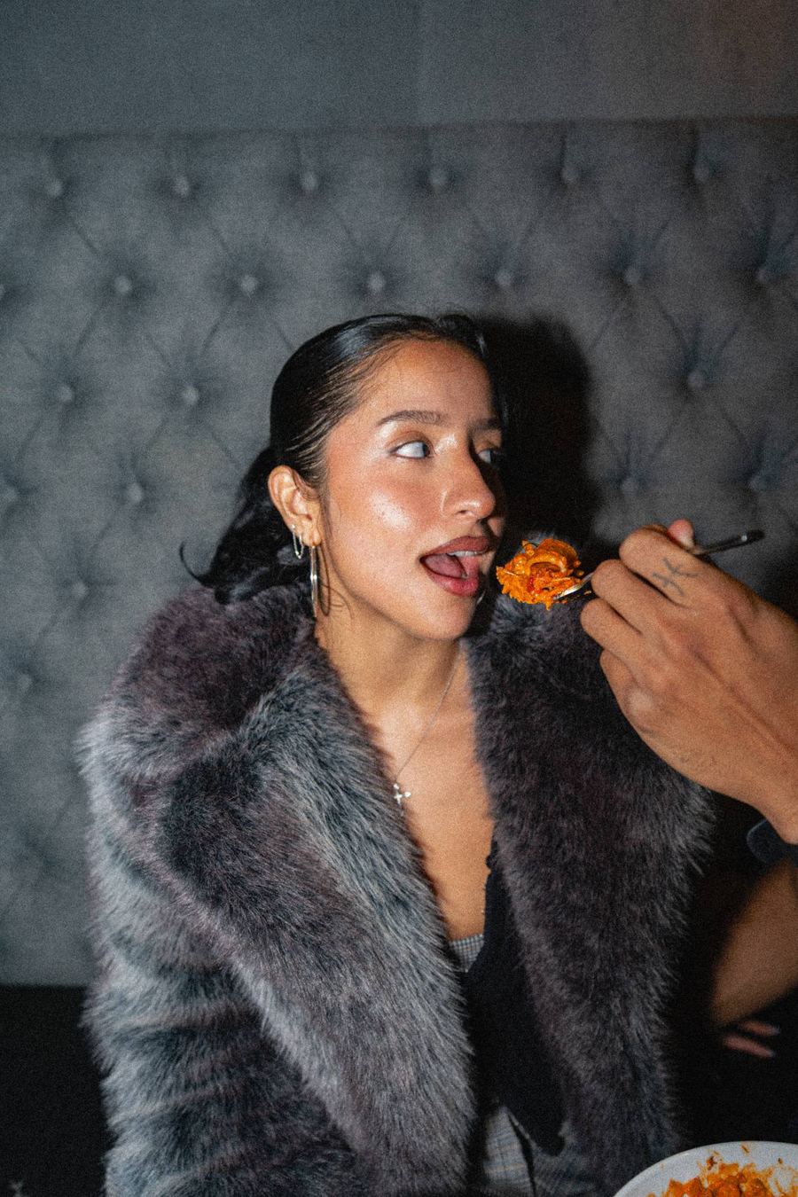 Valentine&rsquo;s at BITE — being fed across the booth