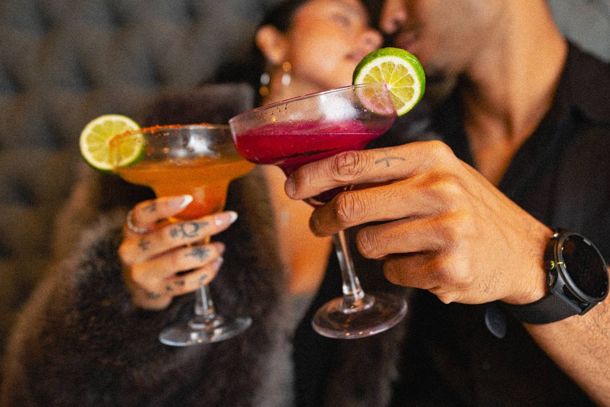 Valentine&rsquo;s at BITE — two margaritas, one kiss